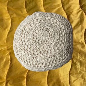 urban outfitters cream crochet circle pillow
